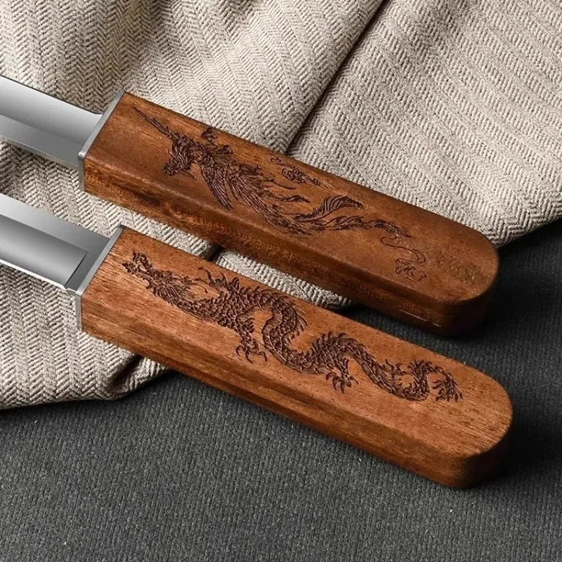 Dragon and Phoenix double knife, kitchen knife, sharp, high hardness, portable chef knife KR9195