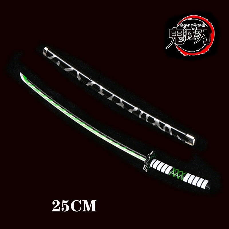 Demon Killer Tanjiro Sun Wheel Knife Metal Gift Props Samurai Sword With Sheath Sword Weapon Model Children's Toys 25CM