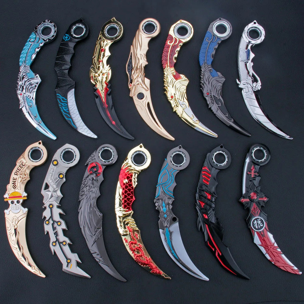 18cm Rotatable Claw Knife Anime Alloy Model Blue Dragon Karambit Sword Unedged Knife Gifts Ourdoor Toys Collections