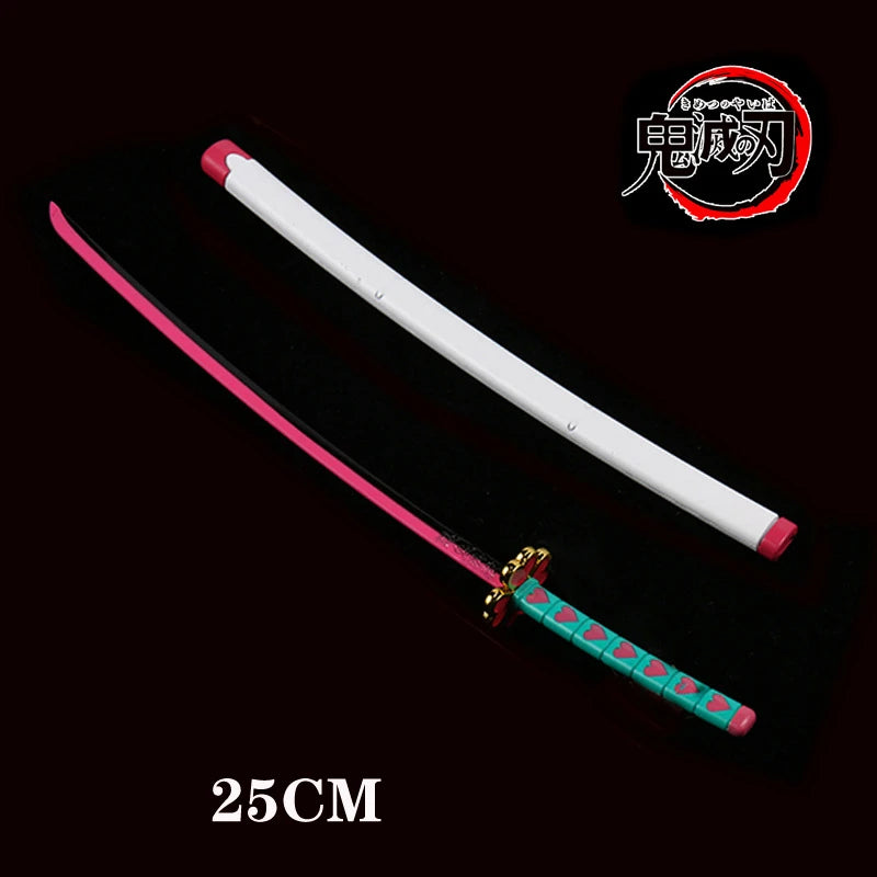 Demon Killer Tanjiro Sun Wheel Knife Metal Gift Props Samurai Sword With Sheath Sword Weapon Model Children's Toys 25CM