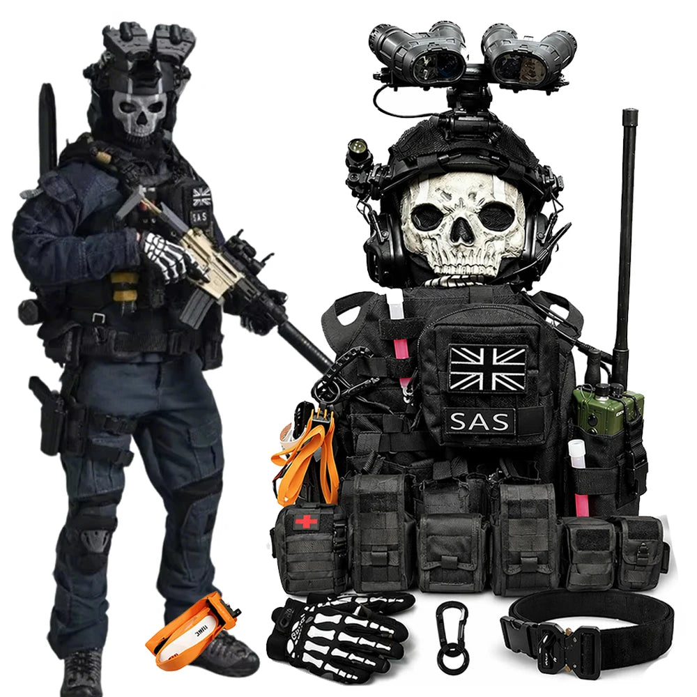 COD Ghost Full Set of Equipment Tactical MOLLE Combat Vest Chest Rig Set with Belt Helmet for Call of Duty 19 Nightwar Cosplay