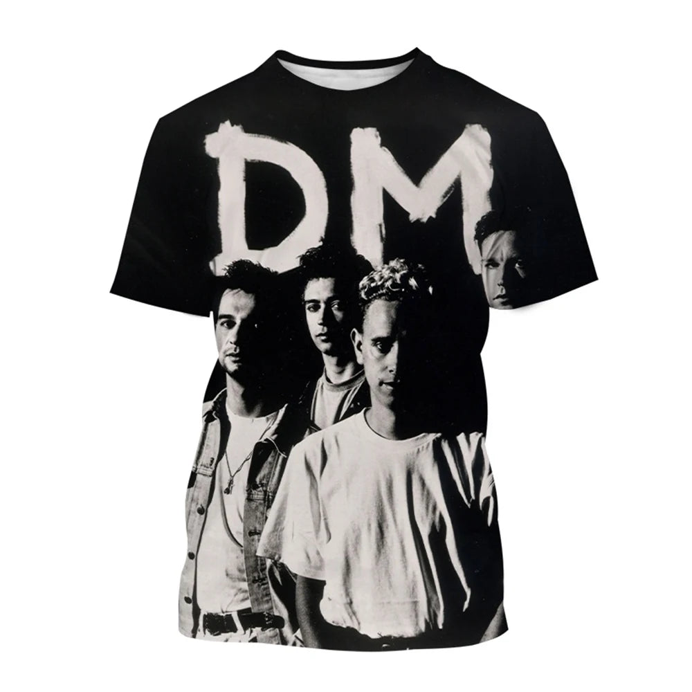Summer Fashion Band Creative 3D Printing Design Hip Hop Cool Pattern Fashion Casual Personalized Short Sleeve