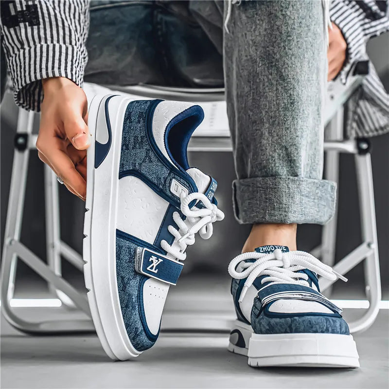 Fashion Blue Men's Skateboard Shoes Street Style Platform Casual Sneakers Man Hip Hop Designer Shoes For Men Skateboarding Shoes