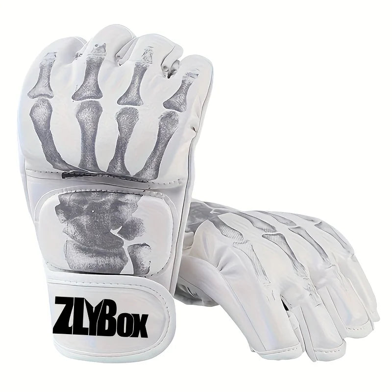 1 Pair of Pu Boxing Gloves Mma Gloves Half Finger Sandbag Taekwondo Muay Thai Gloves Professional Boxing Training Equipment