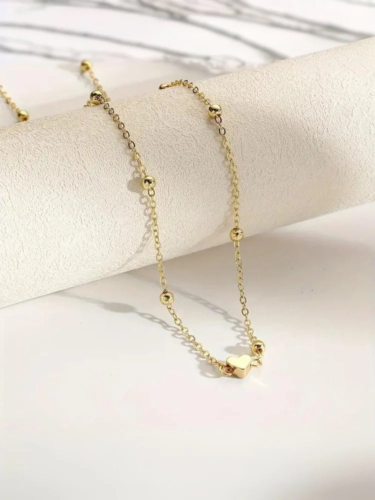 Girls Simple Heart Beaded Belly Chains For Women Fashion Metal Beach Bikini Waist Chains  Body Jewelry Accessories