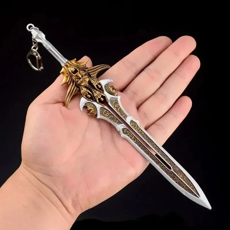 22cm God of War Blade of Olympus Weapon Kratos Zeus Anime Game Metal Weapon Model Katana Samurai Sword Keychains Crafts Gift Toy