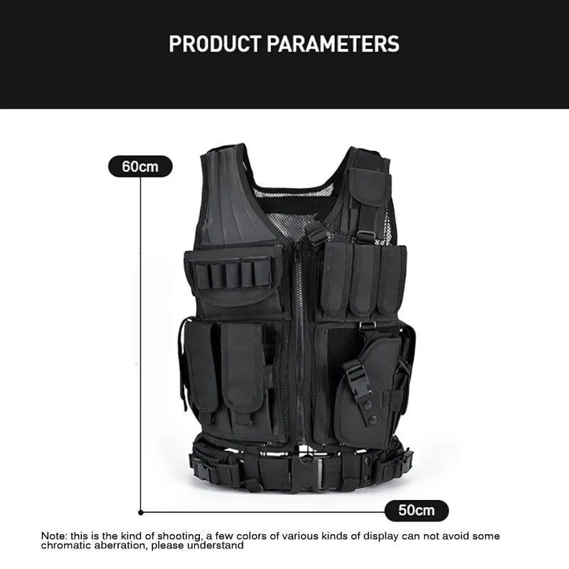SWAT Tactical Vest Combat Armor Vests Security Hunting Adjustable Outdoor CS Cosplay Game Airsoft Jacket Training Vest