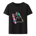 Funny Skull Skateboard Print T Shirt Gothic Aesthetics Humor Character Nostalgia New Style Comics Loose Short Sleeve Streetwear