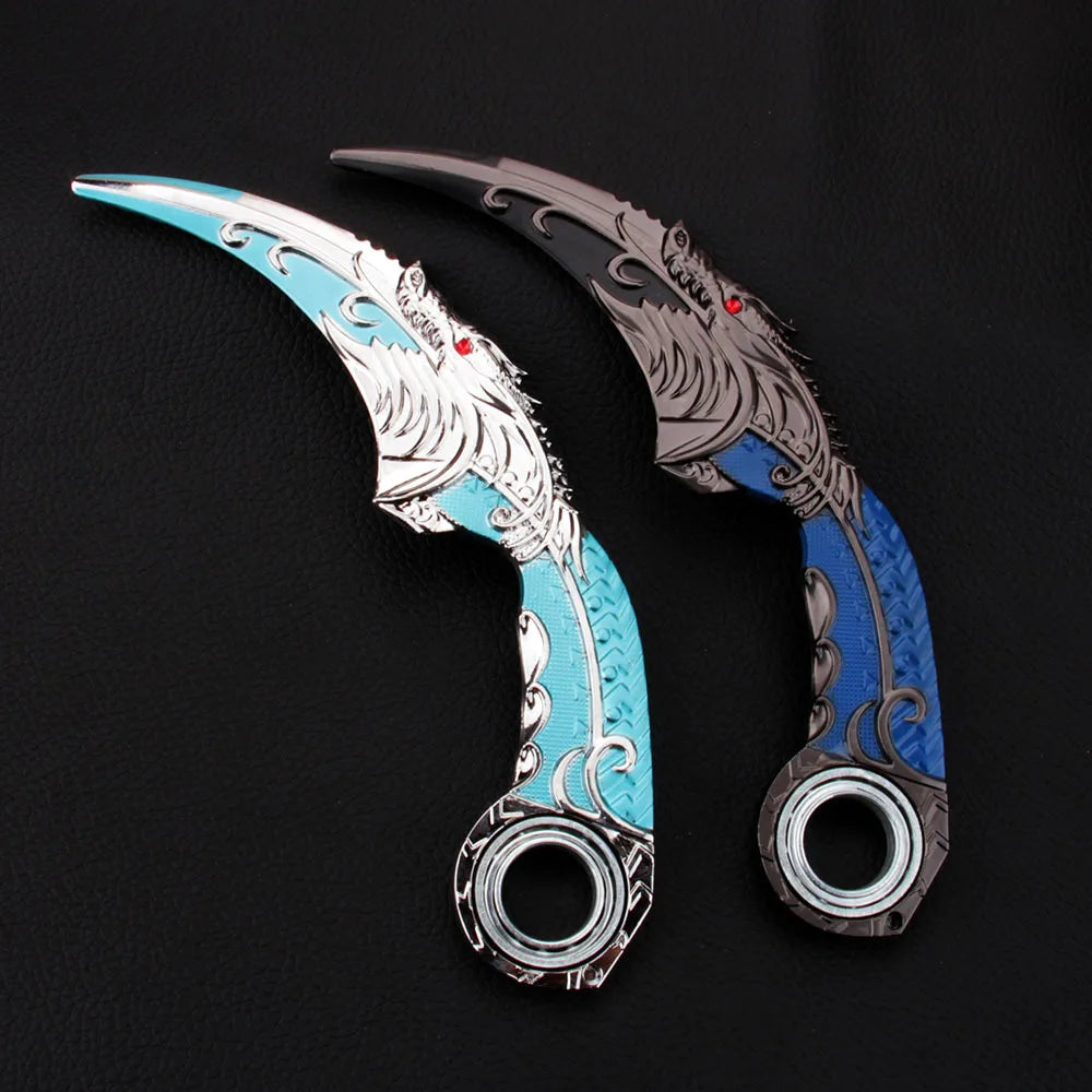 18cm Rotatable Claw Knife Anime Alloy Model Blue Dragon Karambit Sword Unedged Knife Gifts Ourdoor Toys Collections