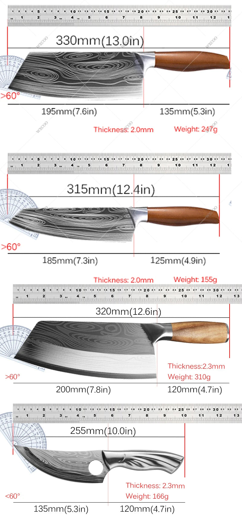 Kitchen Knife Damascus Pattern Japanese Chef Knife Stainless Steel Cleaver Butcher Knife Slicing Chopping Cutter Cooking Tool