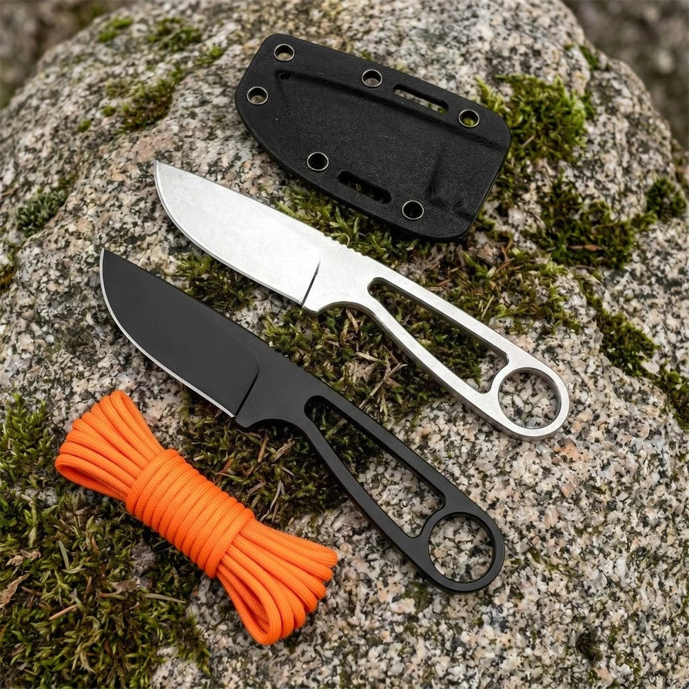 Compact FULL TANG Neck Knives Made of 8Cr13mov Steel Skeleton Design Perfect for Outdoor Camping and EDC Light Utility Tasks