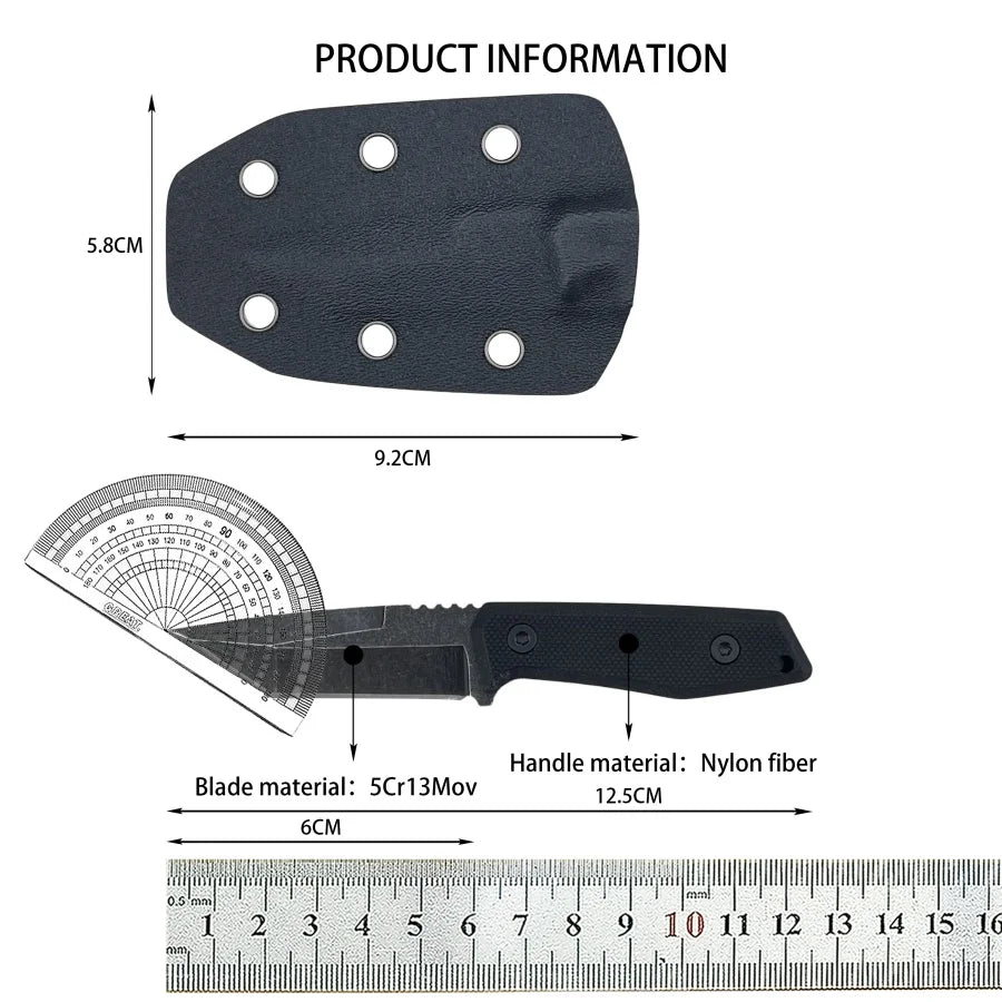 DAR03 Mini Pocket Necklace Knife 5Cr13Mov Blade Nylon Fiber Handle Outdoor Camping Portable Fishing Straight Knives with Sheath
