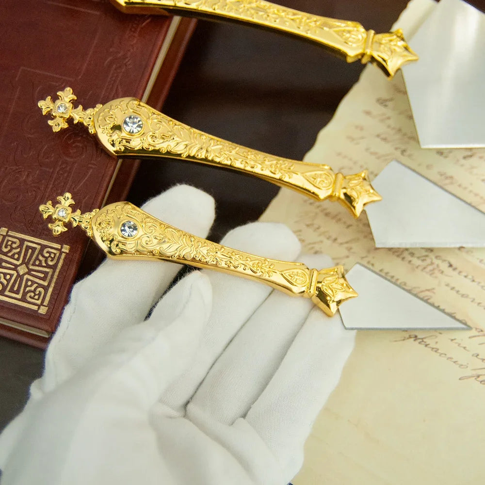 HTISOK Orthodox Church Metal Knives for Religious Rituals with Decorative Patterns Religion Ritual Accessory
