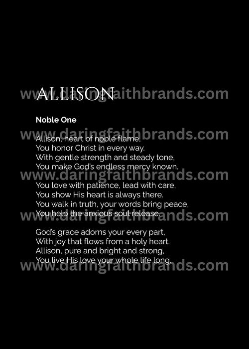Allison - Name Meaning Poem - Digital Download - STAND OUT FLEXSARAH