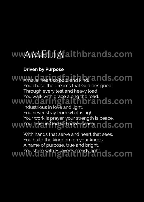 Amelia - Name Meaning Poem - Digital Download - STAND OUT FLEXSARAH