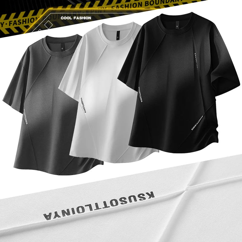 American Deconstructed Style Men Short Sleeve Street Trendy Skateboard Short Sleeves Loose Hip Hop Fashion T-Shirt Splice Design - STAND OUT FLEXSARAH