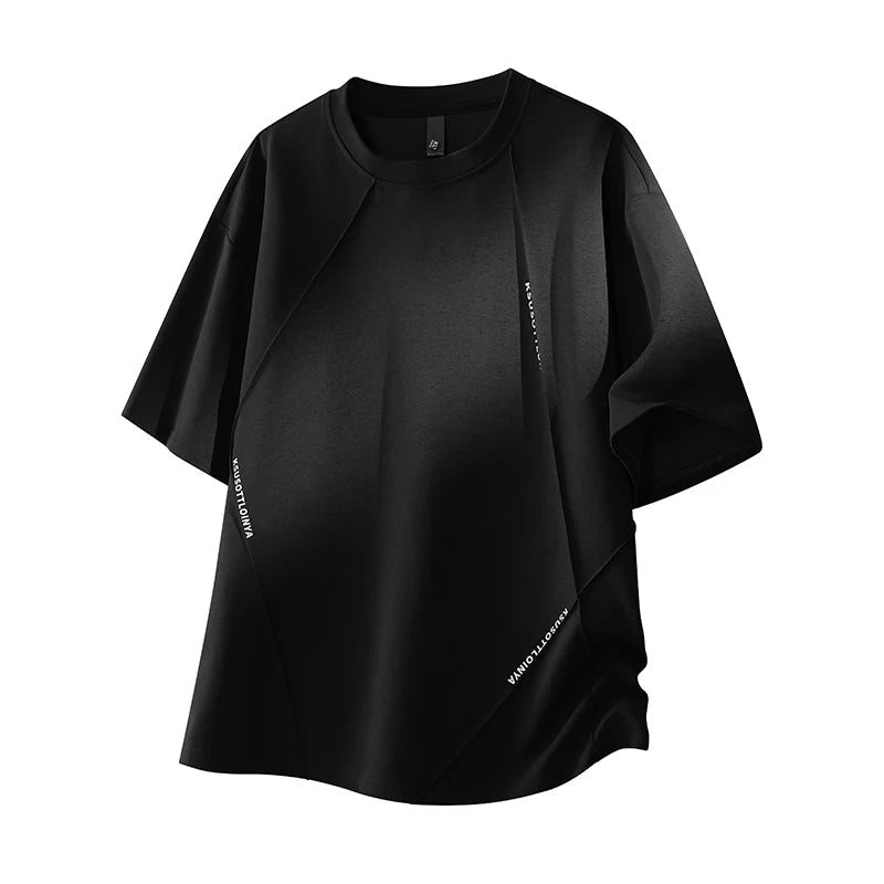 American Deconstructed Style Men Short Sleeve Street Trendy Skateboard Short Sleeves Loose Hip Hop Fashion T-Shirt Splice Design - STAND OUT FLEXSARAH