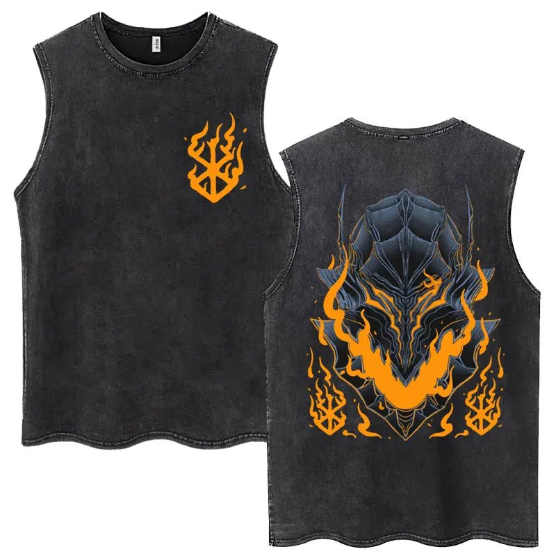 Anime Berserk Guts Washed Harajuku Tank Tops Retro Manga Gatsu Griffith Zodd Sleeveless T Shirts Unisex Cotton Oversized T-Shirt - STAND OUT FLEXSARAH