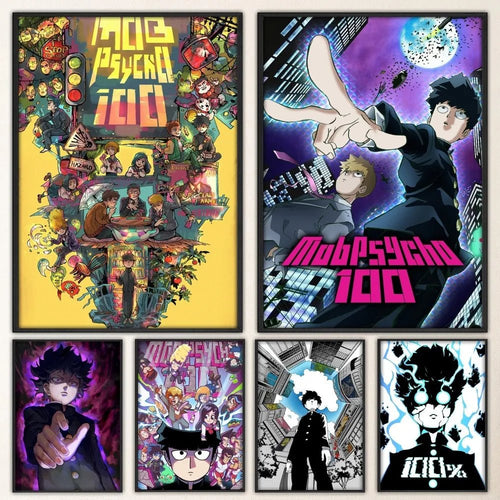Anime Mob Psycho 100 Poster Fancy Wall Sticker for Living Room Bar Vintage Decorative Painting Middle - STAND OUT FLEXSARAH