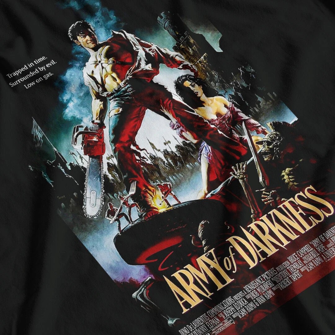 Army of Darkness T-Shirt Mens Classic Cult Horror Comedy Print Retro Evil Dead Fantasy Streetwear Short Sleeve Casual Summer Top - STAND OUT FLEXSARAH
