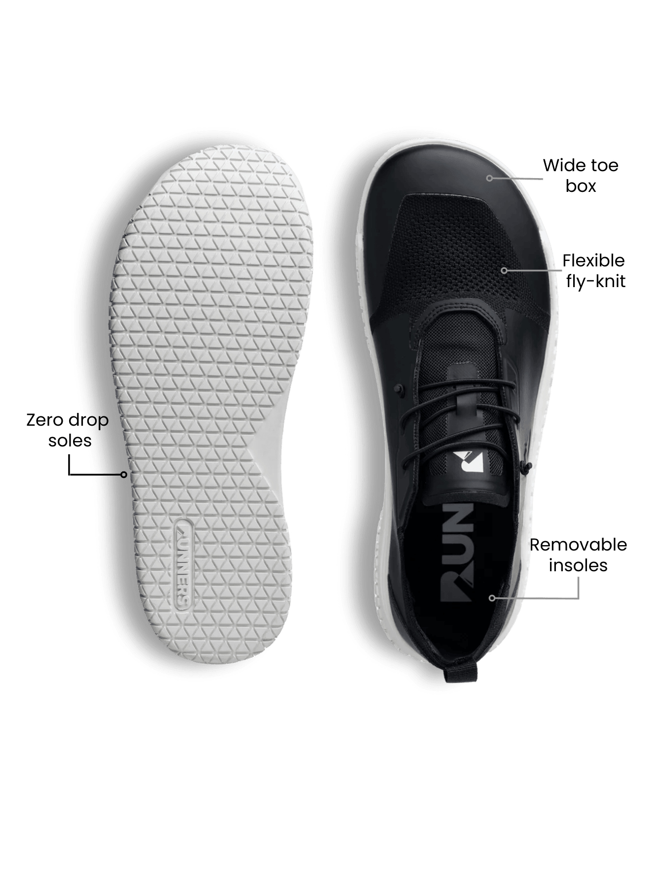 Barefoot Training Shoes Zero Drop - Black | Wide Toe Box Minimalist Trainer - STAND OUT FLEXSARAH