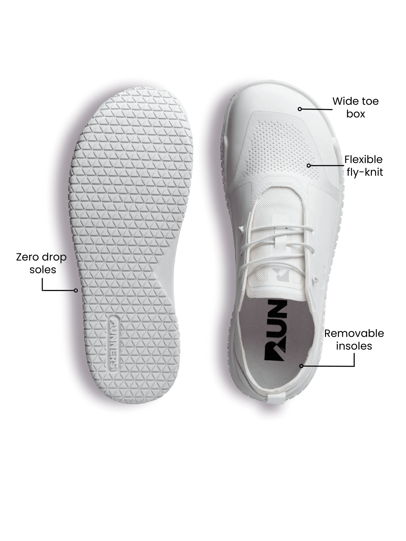 Barefoot Training Shoes Zero Drop - White | Wide Toe Box Minimalist Trainer - STAND OUT FLEXSARAH