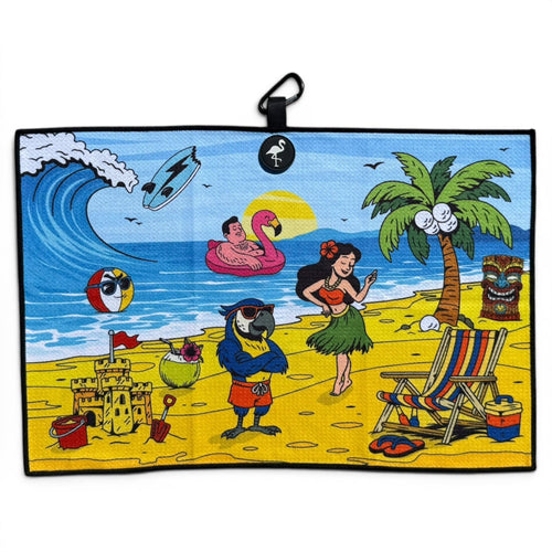 Beach Party Golf Towel | 24” x 16” Microfiber Towel | Magnetic Clip & Carabiner | Premium Golf Accessory - STAND OUT FLEXSARAH