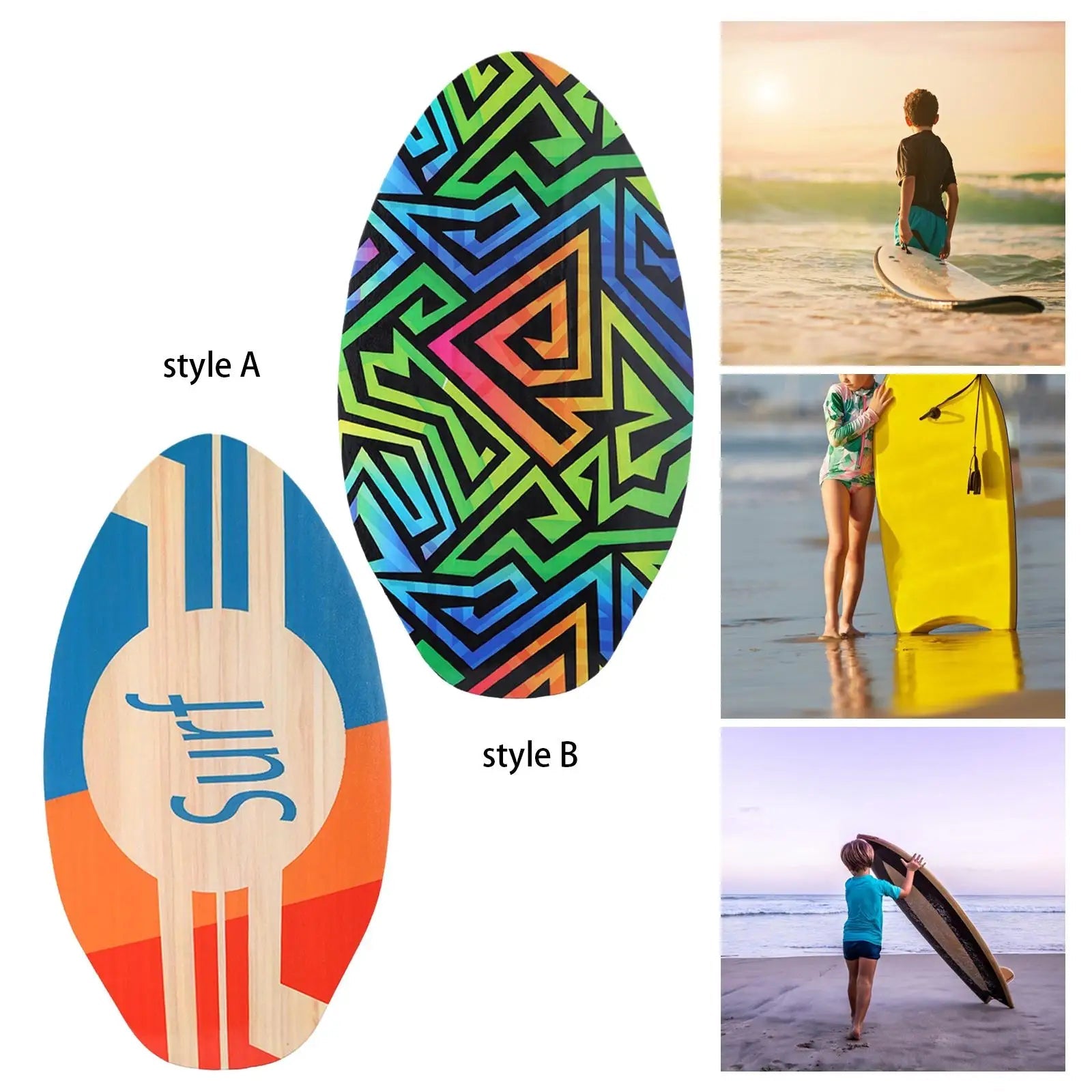 Beach Skimboard for Kids Sand Board Universal Water Sports Good Friction Small Children Surfboard Wooden Skim Board Surf Board - STAND OUT FLEXSARAH