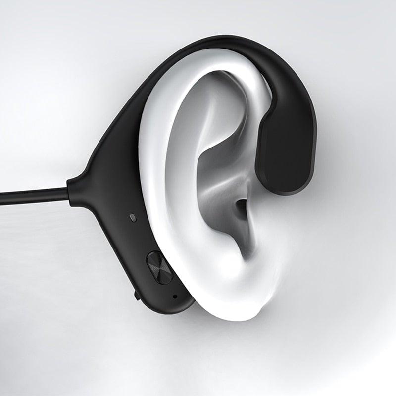 Black Bone Conduction Earphones Wireless Bluetooth 5.0 Waterproof Sports Headphones Noise Reduction Magnetic Headset With Mic Wireless Earbuds With Microphone Bluetooth Headphones Ear Control Hi-Fi Stereo Sound Earphones - STAND OUT FLEXSARAH