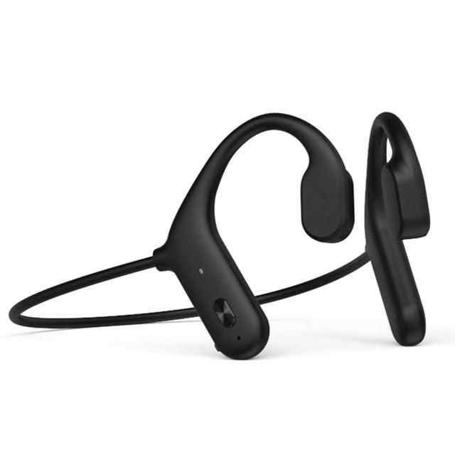 Black Bone Conduction Earphones Wireless Bluetooth 5.0 Waterproof Sports Headphones Noise Reduction Magnetic Headset With Mic Wireless Earbuds With Microphone Bluetooth Headphones Ear Control Hi-Fi Stereo Sound Earphones - STAND OUT FLEXSARAH