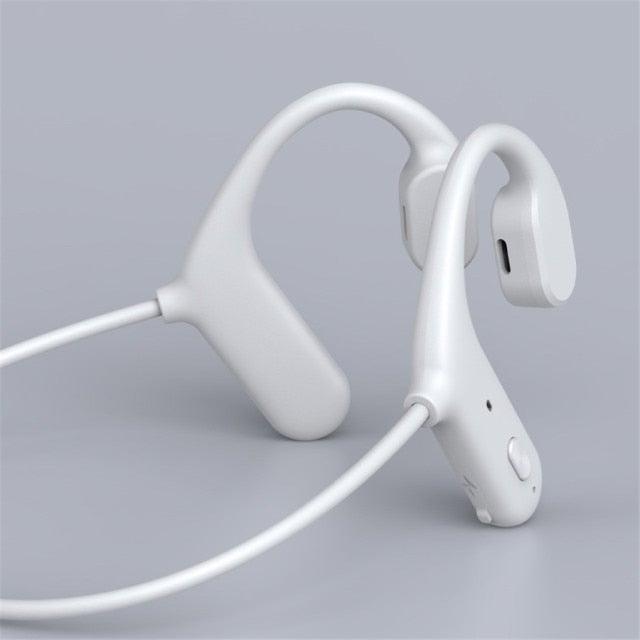 Black Bone Conduction Earphones Wireless Bluetooth 5.0 Waterproof Sports Headphones Noise Reduction Magnetic Headset With Mic Wireless Earbuds With Microphone Bluetooth Headphones Ear Control Hi-Fi Stereo Sound Earphones - STAND OUT FLEXSARAH