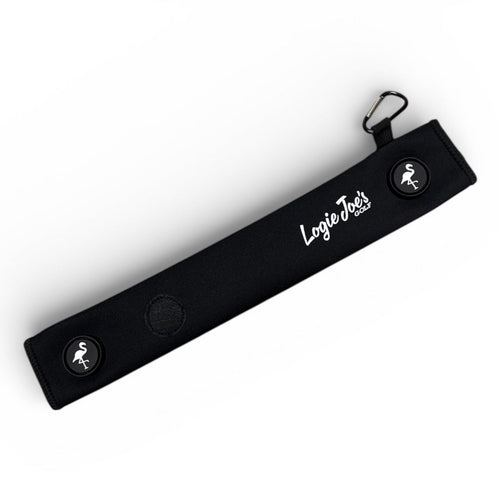 Black Magnetic Golf Cart Strap Sleeve | Neoprene Rubber | Dual Accessory Magnets | Glove Holder | Carabiner Bag Attachment | 18.5 x 3.5 in - STAND OUT FLEXSARAH