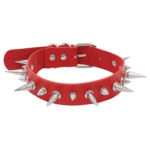 Black Punk Rock Leather Gothic Spike Trend Necklaces - STAND OUT FLEXSARAH