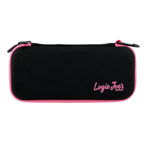 Black/Pink Golf Accessory Case | Zippered Organizer for Ball Markers, Tees, Divot Tools & Glove | Portable Golf Storage Case | Hard Shell Travel Case for Golf Accessories - STAND OUT FLEXSARAH