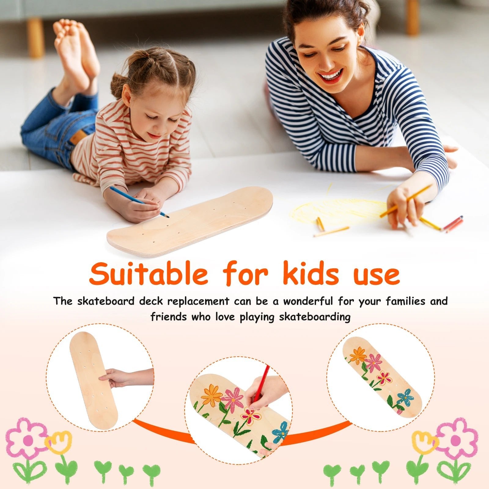 Blank Wood Skateboard Deck DIY Unpainted Board for Teens Adults Custom Design Strong and Sturdy Riding Experience for Families - STAND OUT FLEXSARAH