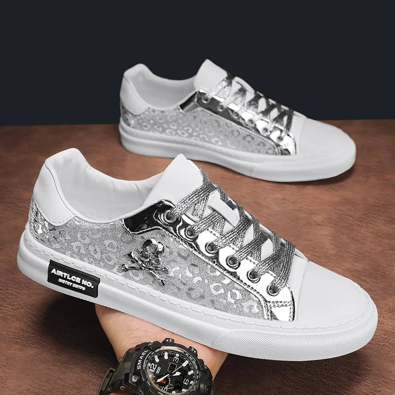 Bling Skateboard Shoes for Men Flats Sport Shoes Zapatillas Hombre Lightweight Comfortable Leather Fashion Shoes Male Sneakers - STAND OUT FLEXSARAH