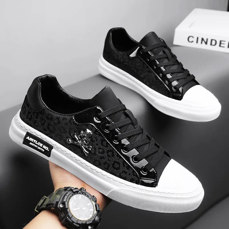 Bling Skateboard Shoes for Men Flats Sport Shoes Zapatillas Hombre Lightweight Comfortable Leather Fashion Shoes Male Sneakers - STAND OUT FLEXSARAH