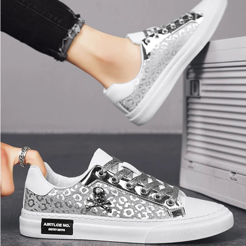 Bling Skateboard Shoes for Men Flats Sport Shoes Zapatillas Hombre Lightweight Comfortable Leather Fashion Shoes Male Sneakers - STAND OUT FLEXSARAH