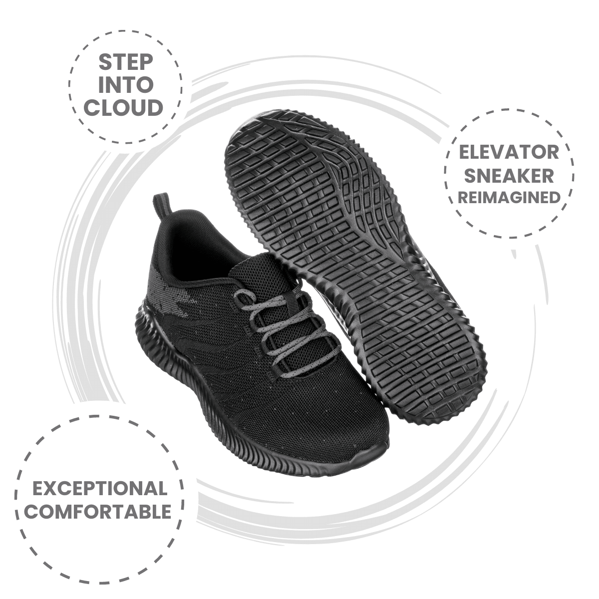 CALTO - Q216 - 2.8 Inches Taller (Black/Grey) - Ultra Lightweight - STAND OUT FLEXSARAH