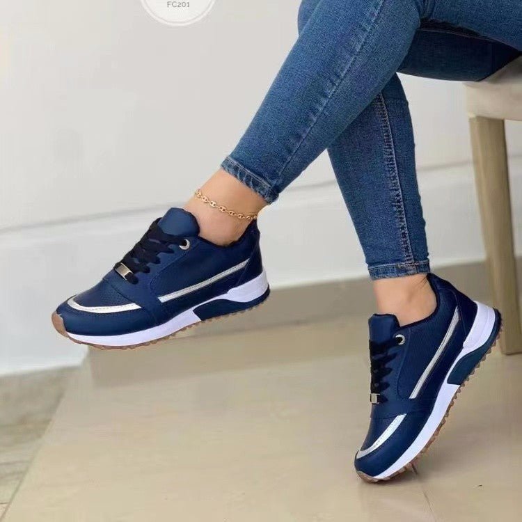 Casual Lace-up Flat Shoes Women Shallow Round Toe Sports Walking Sneakers - STAND OUT FLEXSARAH