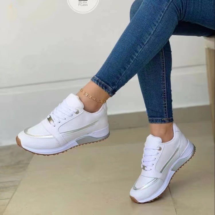 Casual Lace-up Flat Shoes Women Shallow Round Toe Sports Walking Sneakers - STAND OUT FLEXSARAH