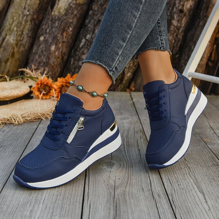 Casual Lightweight Athletic Sneakers for Women | Round Toe High-Top Sports Shoes | Blue, Black, Gray - STAND OUT FLEXSARAH