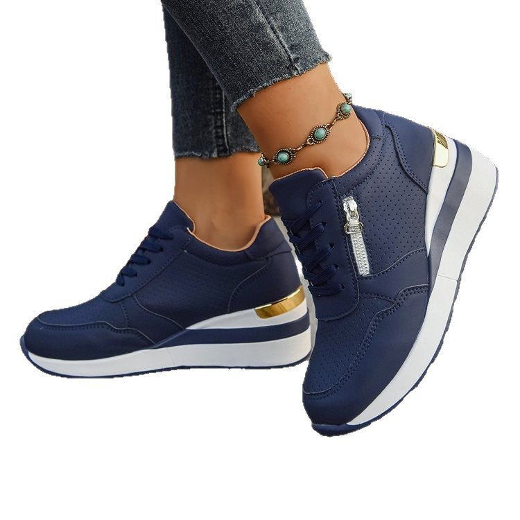 Casual Lightweight Athletic Sneakers for Women | Round Toe High-Top Sports Shoes | Blue, Black, Gray - STAND OUT FLEXSARAH