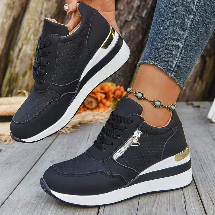 Casual Lightweight Athletic Sneakers for Women | Round Toe High-Top Sports Shoes | Blue, Black, Gray - STAND OUT FLEXSARAH