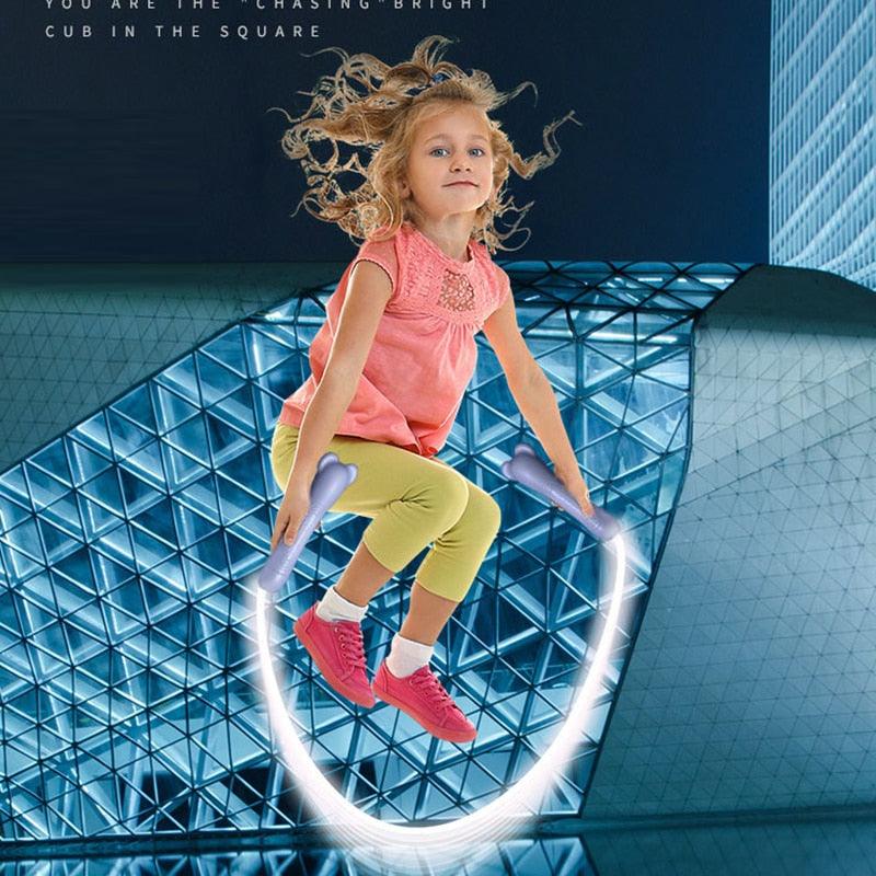 Children Jump Ropes Adjustable Night Glowing Skipping Rope LED Light Up Adult Kids Jump Skipping Rope Fitness Cordless Jump Rope For Kids Glowing Jump Rope Adjustable Skipping Rope Fitness Exercise Jump Ropes For Home Workout - STAND OUT FLEXSARAH