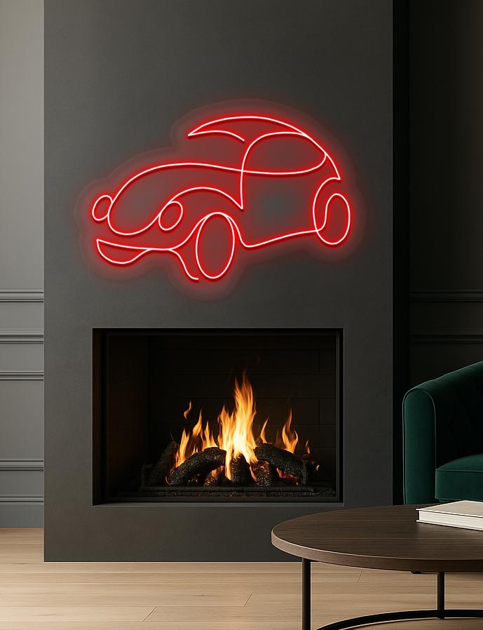 Classic Car Neon Sign: Red LED Wall Decor with Dimmer - STAND OUT FLEXSARAH