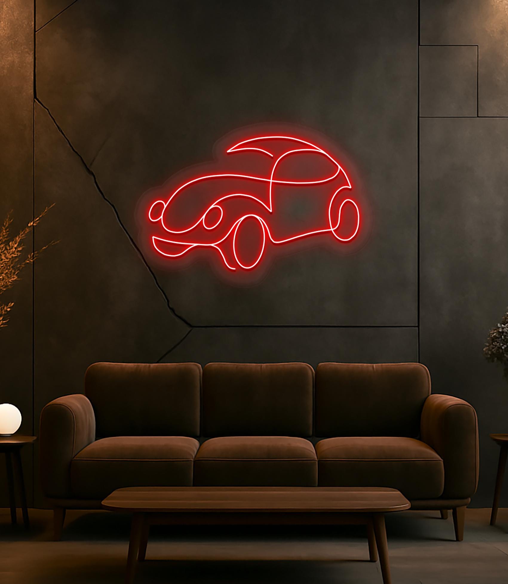 Classic Car Neon Sign: Red LED Wall Decor with Dimmer - STAND OUT FLEXSARAH
