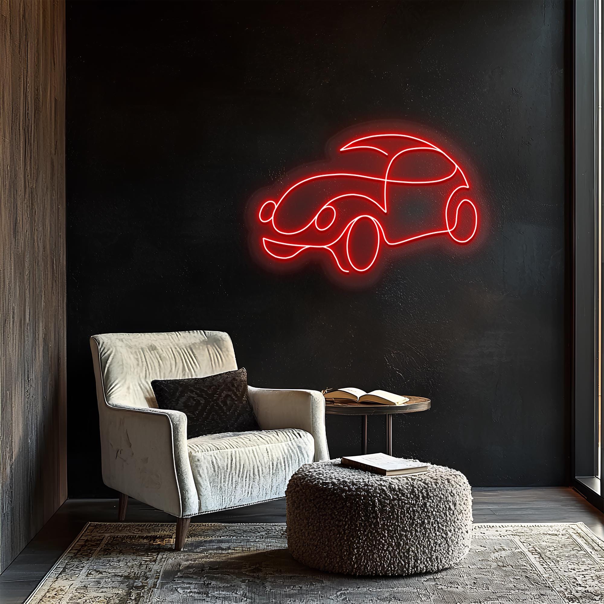 Classic Car Neon Sign: Red LED Wall Decor with Dimmer - STAND OUT FLEXSARAH
