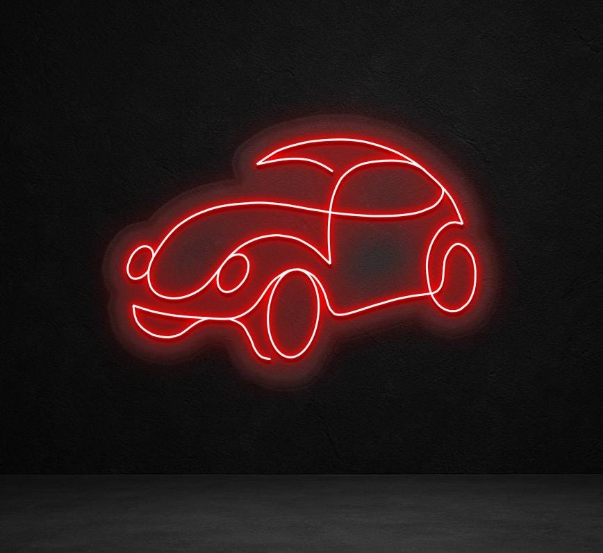 Classic Car Neon Sign: Red LED Wall Decor with Dimmer - STAND OUT FLEXSARAH