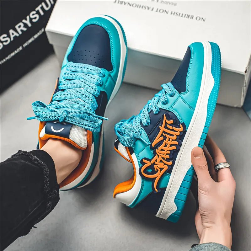 Fashion Blue Designer Skateboard Shoes Men Streetwear Hip hop Sneakers Men Luxury Platform Skateboard Sneakers Men basket homme - STAND OUT FLEXSARAH
